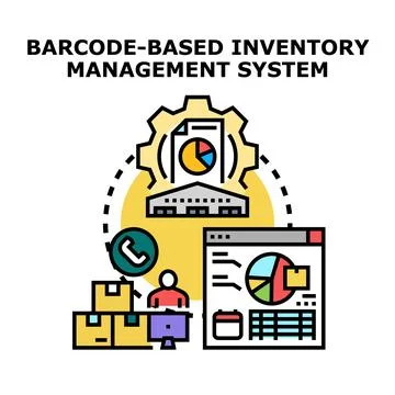 Barcode based inventory management system concept vector Illustration