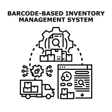 Barcode based inventory management system concept Illustration
