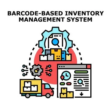 Barcode based inventory management system concept Stockillustratie