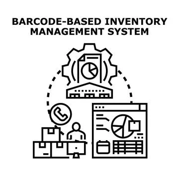 Barcode based inventory management system concept vector Ilustração Stock