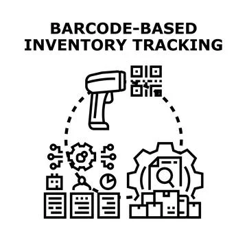 Barcode based inventory tracking operating for business inventory management 스톡 일러스트