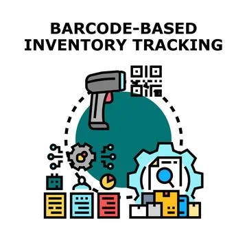 Barcode based inventory tracking operating for business inventory management 스톡 일러스트