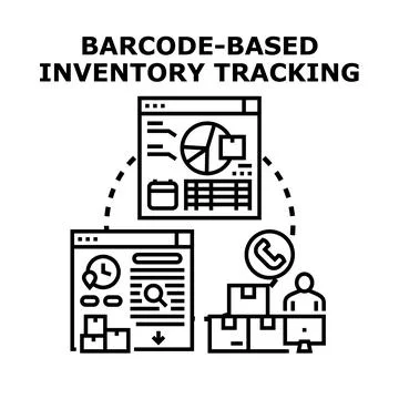Barcode based inventory tracking system logistics management 스톡 일러스트