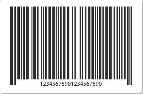 A barcode with black vertical lines against a white background and numbers .. 스톡 일러스트