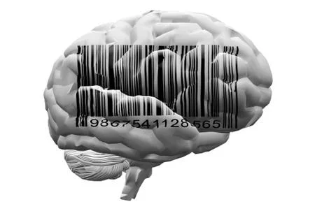 Barcode on brain Stock Illustration