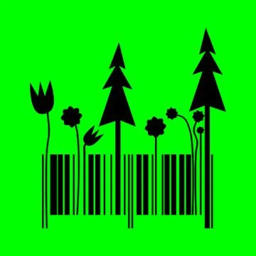 Barcode changing into forest shape Stock Illustration