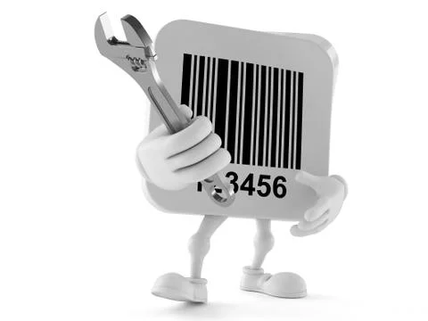 Barcode character with adjustable wrench Stock Illustration