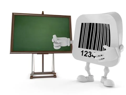 Barcode character with blank blackboard Stock Illustration