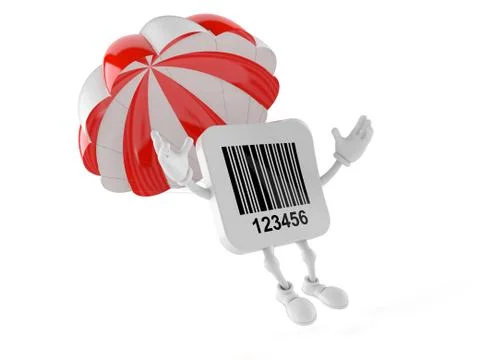 Barcode character with parachute Illustrazione stock