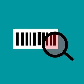 Barcode check. Barcode and magnifying glass icon. Vector. Stock Illustration