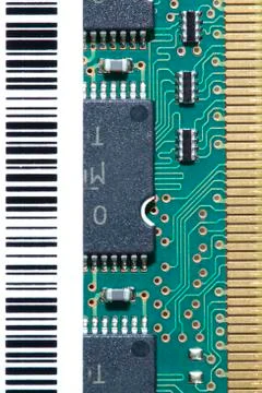 Barcode on computer chip Stock Photos