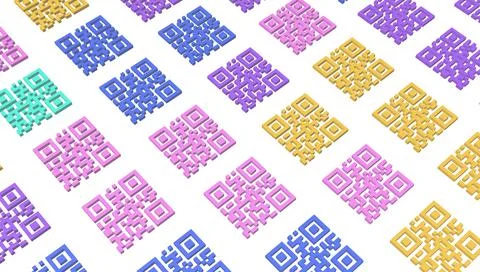 Barcode   concept background, coloful 3D render. Illustrazione stock