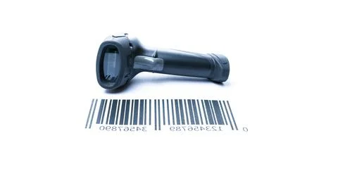 Barcode concept. Retail label barcode scan. Reader laser scanner for warehous Stock Photos