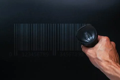 Barcode concept. Retail label barcode scan. Reader laser scanner for warehous Foto stock