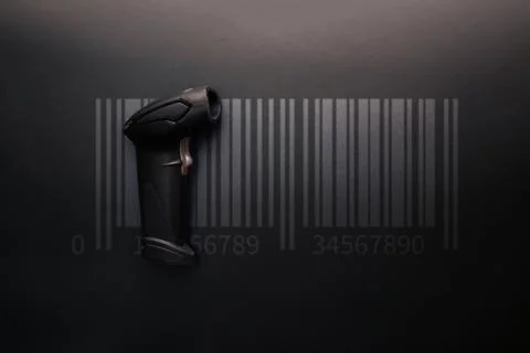 Barcode concept. Retail label barcode scan. Reader laser scanner for warehous Stock Photos