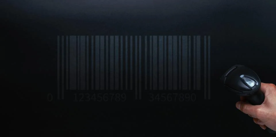 Barcode concept. Retail label barcode scan. Reader laser scanner for warehous Stock Photos
