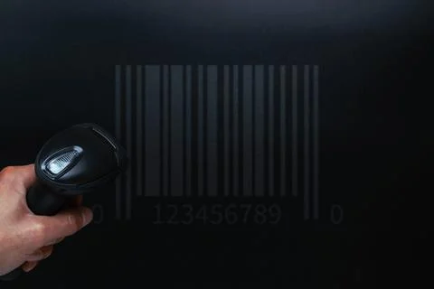 Barcode concept. Retail label barcode scan. Reader laser scanner for warehous Foto stock