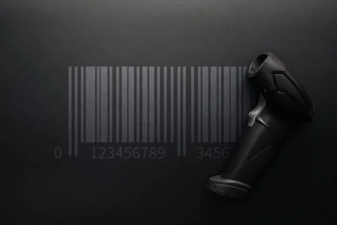 Barcode concept. Retail label barcode scan. Reader laser scanner for warehous Stock Photos