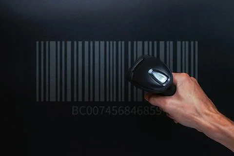 Barcode concept. Retail label barcode scan. Reader laser scanner for warehous Stock Photos
