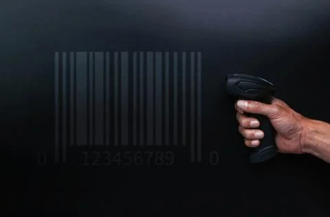 Barcode concept. Retail label barcode scan. Reader laser scanner for warehous Stock Photos