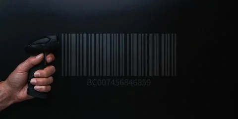 Barcode concept. Retail label barcode scan. Reader laser scanner for warehous Stock-Fotos