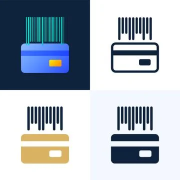 Barcode with a credit card vector stock icon set. The concept of contactless  Illustrazione stock