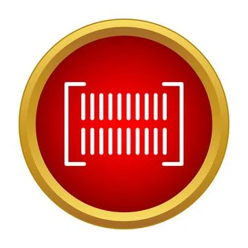 Barcode data matrix scanner icon on red button 스톡 일러스트