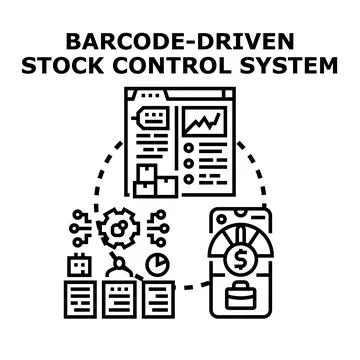 Barcode driven stock control system management 스톡 일러스트