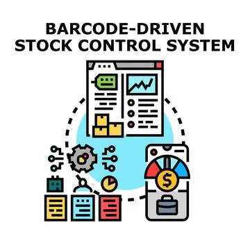 Barcode driven stock control system management 스톡 일러스트