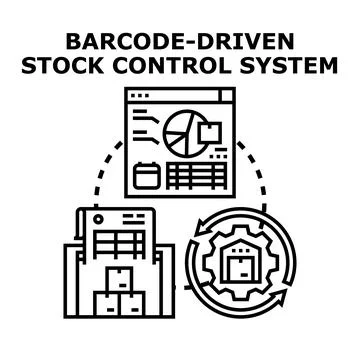 Barcode driven stock control system concept developing Stock Illustration