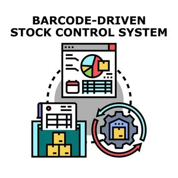 Barcode driven stock control system concept developing 스톡 일러스트