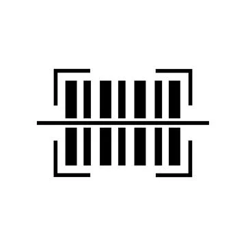 Barcode Fill Icon Symbol Vector. Black Glyph Barcode Icon Illustrazione stock
