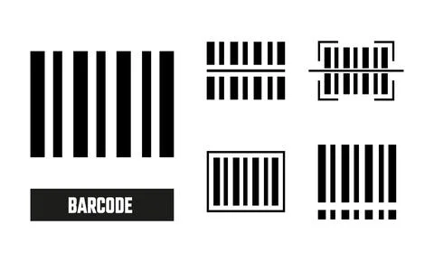 Barcode Fill Icon Symbol Vector. Black Glyph Barcode Icon Stock Illustration