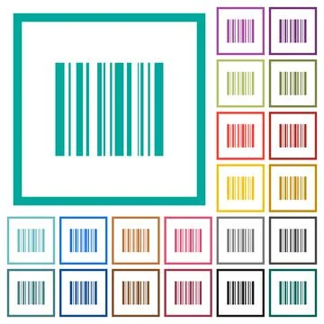 Barcode flat color icons with quadrant frames Stockillustratie