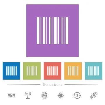 Barcode flat white icons in square backgrounds 스톡 일러스트