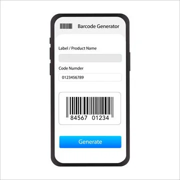 Barcode generator mobile app interface. vector illustration Illustrazione stock