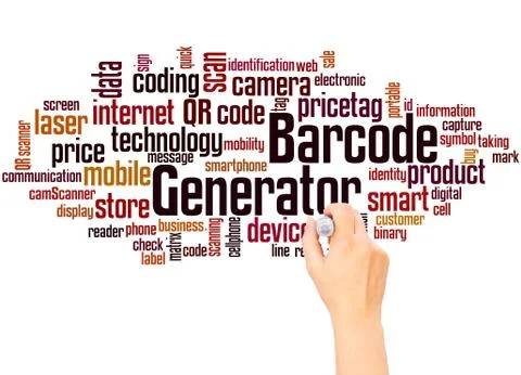 Barcode Generator word cloud and hand writing concept Illustrazione stock