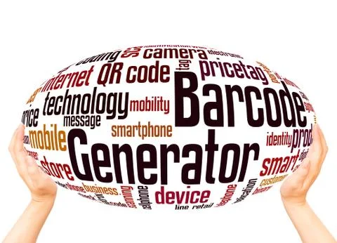 Barcode Generator word cloud sphere concept Illustrazione stock