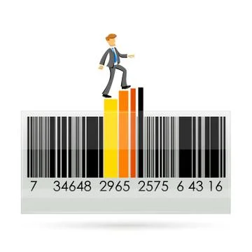 Barcode with graph and businessman Stock-Illustration