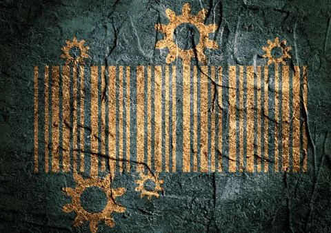 Barcode on grunge backdrop Stock Illustration