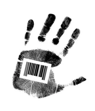 Barcode hand illustration design 스톡 일러스트