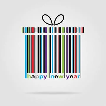 Barcode Happy New Year and Merry Christmas. Stock Illustration