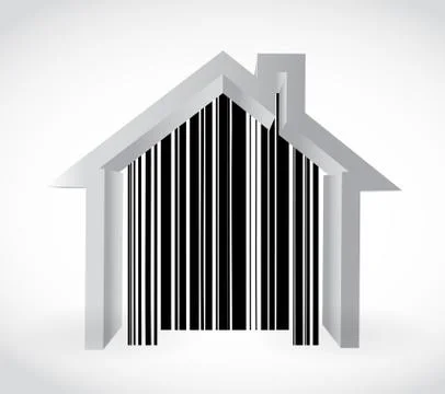 Barcode home illustration design Stock Illustration
