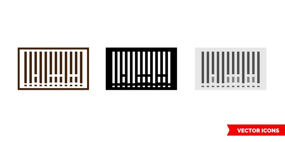 Barcode icon of 3 types. Isolated vector sign symbol. Stock Illustration