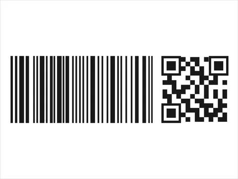 Barcode icon and QR code Ilustración de archivo