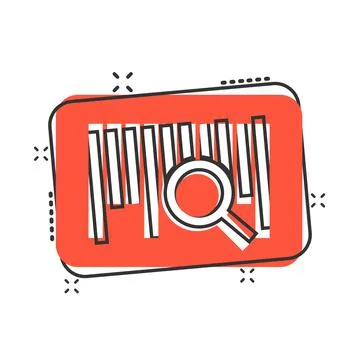 Barcode icon in comic style. Product distribution cartoon vector illustration Illustrazione stock