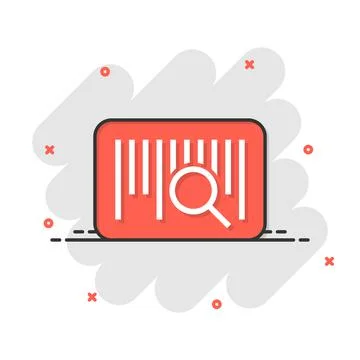Barcode icon in comic style. Product distribution cartoon vector illustration Illustrazione stock
