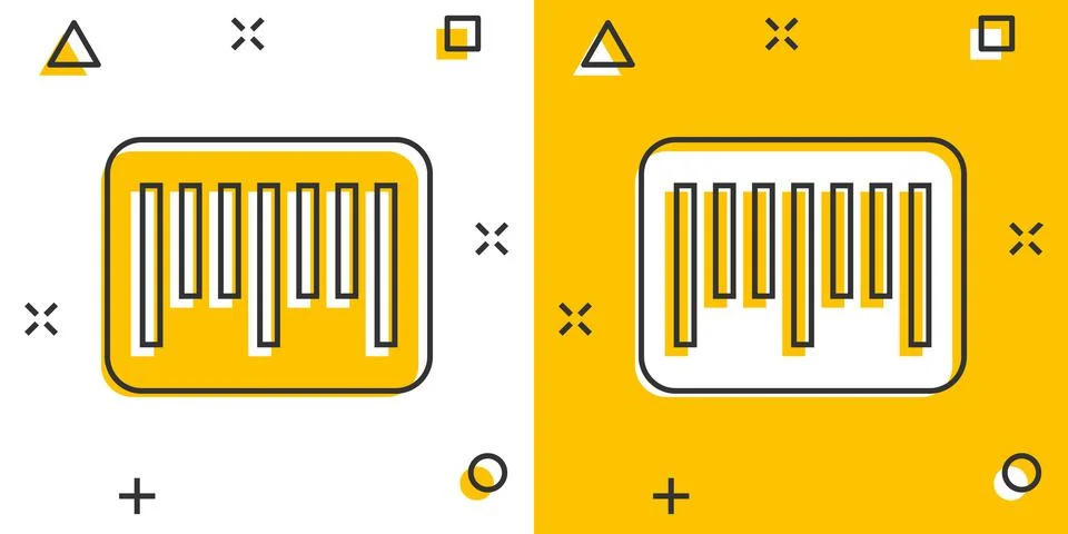Barcode icon in comic style. Product distribution cartoon vector illustration Illustrazione stock