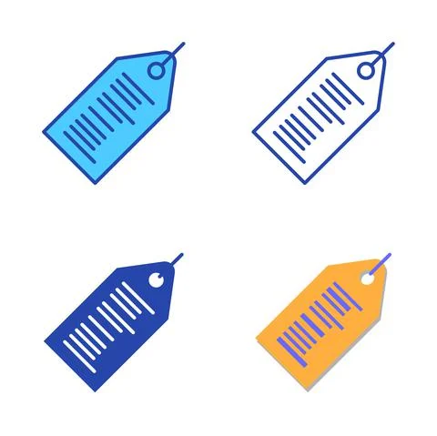 Barcode icon set in flat and line style Stock Illustration