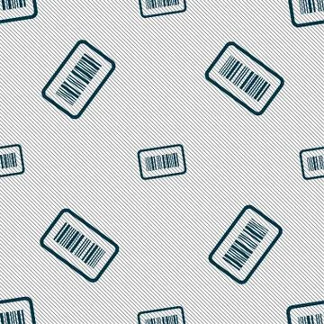 Barcode icon sign. Seamless pattern with geometric texture. Vector イラスト素材